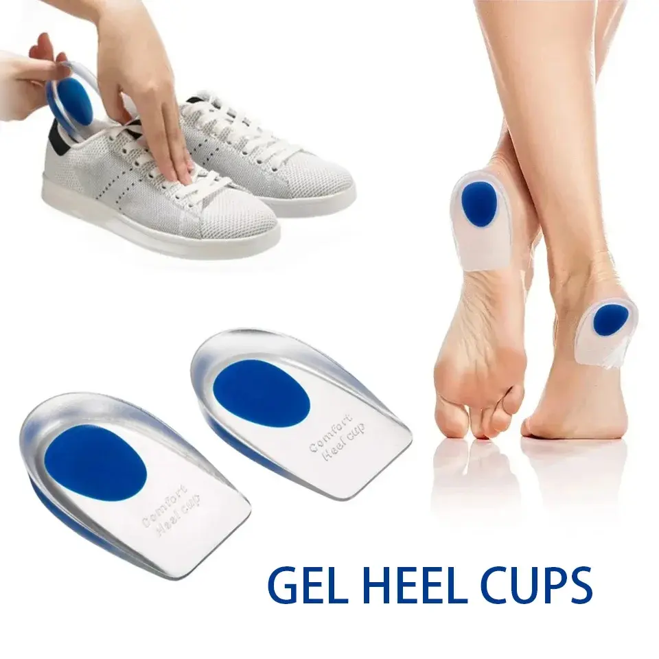U-Shaped Soft Silicone Gel Heel Cups (1 Pair) - Extra Soft Gel Inserts for Daily Use and Relief from Ankle Pain - Odor Free, Non-Toxic with Anti-Slip Back
