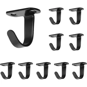 PrimPick NearMoon Stainless Steel Screw Mounted Ceiling Hooks, Under-Shelf Towel/Robe Clothes Hook Heavy Duty Coat Hanger for Bathroom Kitchen Cabinet Garage, 10 Pack (Matte Black)