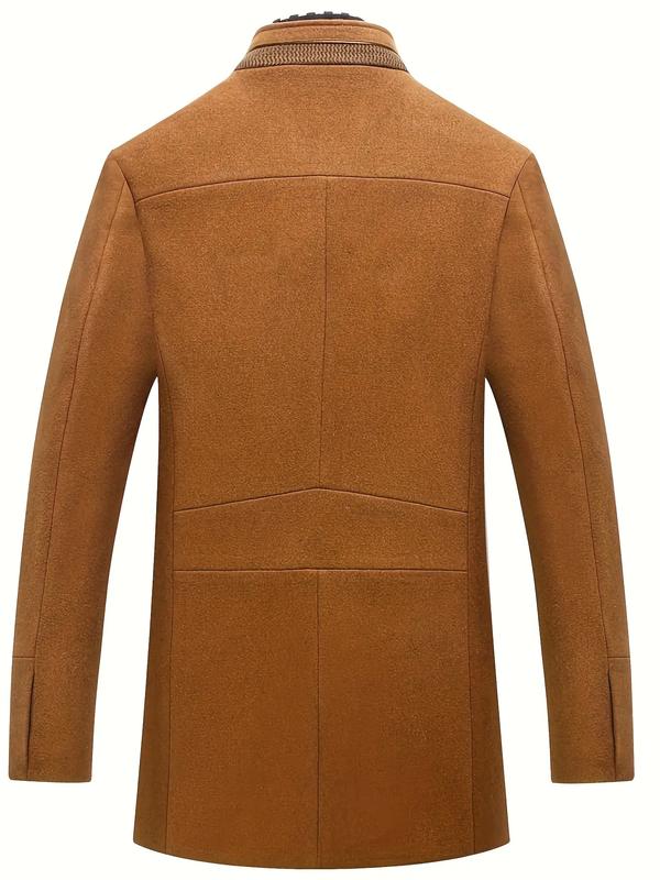 Men's Winter Overcoat Casual Warm Jacket Detachable Collar Thickened Autumn and Winter Coat with Pockets Non-Stretch Fabric Coat for Men Jacket