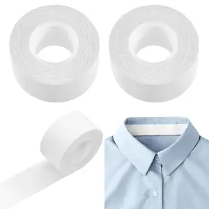 2 Rolls Sweat Pads Collar Protectors for Men Shirts, Disposable White Shirt Neck Tape, Dress Hat Collar Self Adhesive Invisible Liner Patch Against Sweat Stain Breathable Lightweight Gauze Breathable Reusable Gauze