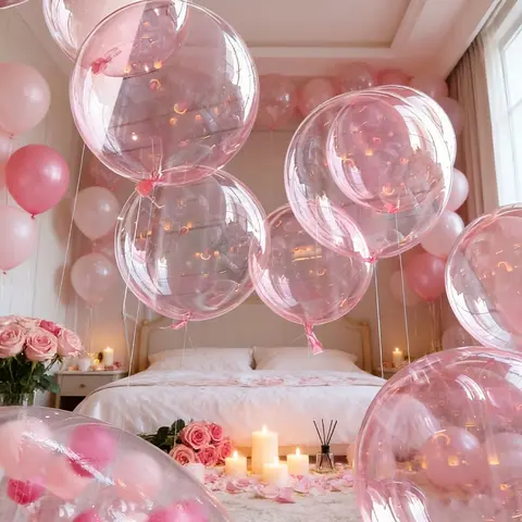 6-Pack Of Pink Balloons, Valentines Balloons, 18 Inches, Large Bobble Balloons, Suitable For Weddings, Birthdays, Happy Anniversary Decorations, Party Decorations, Balloon Party Supplies, Photography Studio Props, Valentine'S Day Scene Setup