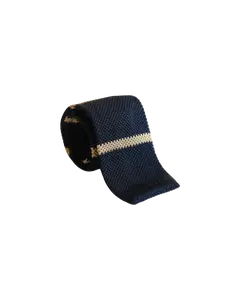 Navy and Tan Stripe Knit Tie