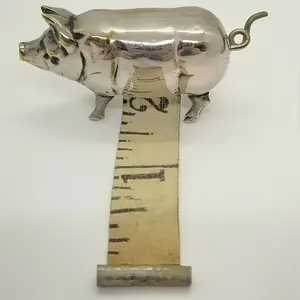 Antique Style Pig Mini Tape Measure, Vintage Metal Soft Ruler for Sewing and Crafts, Cute Pig Measuring Tool Gift for Quilters Crafters.collectors