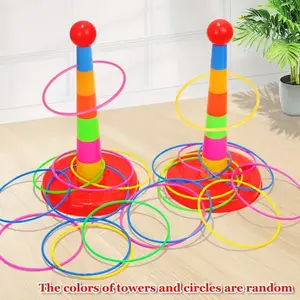 14/23 pcs Set Fun Hoop Game Set, Colorful Plastic Round Sport Ring Toss Game Set for Family Gatherings, Parties, and Competitions - Great as Halloween or Christmas Gifts