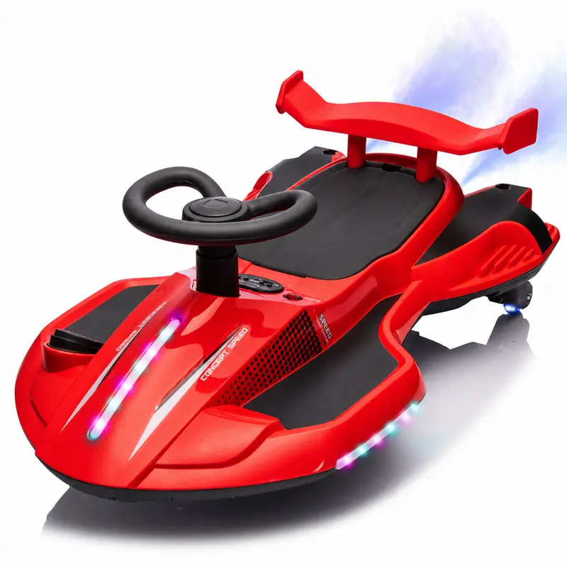12V Kids Electric Wiggle Ride-On Car for 3-8Years , 35W Motor, 3.73–4.35mph Car Speed, 360° Continuous Drifting, Rear Mist Spray, Cool LED Lights, Flashing Rear Wheels, Music, USB, MIC, Power Display, Triangular Anti-Tip Chassis, Cells, Ride On, Ride On M