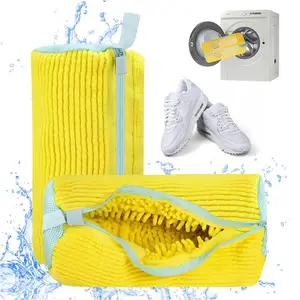 New 2 Reusable Shoe Washing Machine Bag 360° Deep Cleaning Fits Most Shoe Types Sizes 15.4 x 7.5 Washer Dryer Safe Durable Polyester Laundry Accessories Sneaker Protector with Elastic Edge Washing Machine Bag shoewsshbag