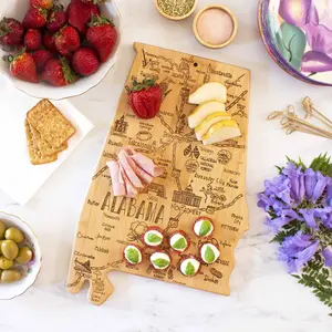 Destination Alabama State Shaped Cutting Board, Charcuterie and Serving Board – Gift for Alabama Lovers, Home Décor or Kitchen Use