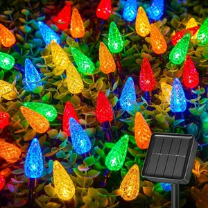 Solar Christmas String Lights Outdoor, 7M 50 LED Strawberry Shape Solar Powered Christmas Lights, Waterproof Solar String Lights for Outdoor Christmas Decorations, Garden, Patio, Holiday Decor