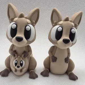Articulated Kangaroo Fidget Toy – 3D Printed Desk Animal with Joey