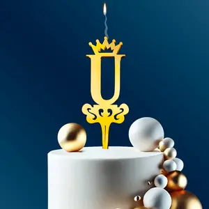 LETTER 'U' Food-Safe Gold Cake Topper Candle – Elegant and Reusable Decoration for Birthdays, Astrology-Themed Parties, and Celebrations