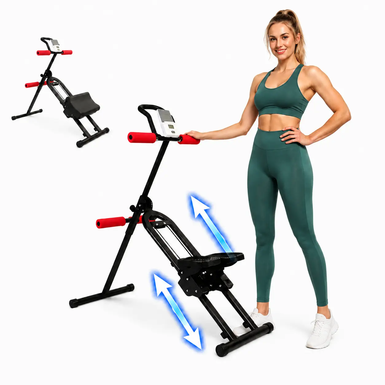 Adjustable Ab Trainer Machine Foldable Stair Stepper with LED Monitor, Abdominal Exercise Machine Core Trainer Machine Workout Outdoor Fun for Home Gym