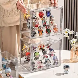 Transparent Plastic Handbag Display Box, Dustproof Stackable Storage Bin, Long Rectangle Design, Easy Pull Handle, Multi-Functional Organizer