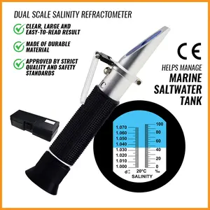 ILRE-77 Salinity Refractometer 0-100ppt SG 1.000-1.070 ATC Saltwater Aquarium Tester