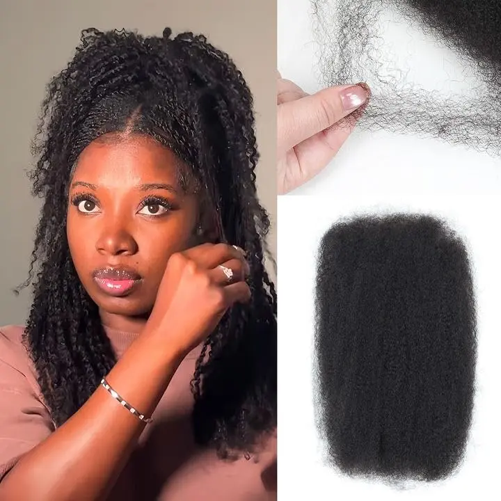 Afro Kinkys Bulk Human Hair -100% Real Human Hair for Mini Twist, Braiding, Loc Extensions & Crochet, Kinky Curly Hair Bundles, Natural Afro Bulk for Dreadlocks