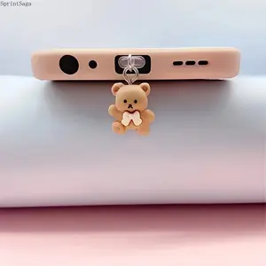 2piec 3D bear mobile phone pendant dust plug.