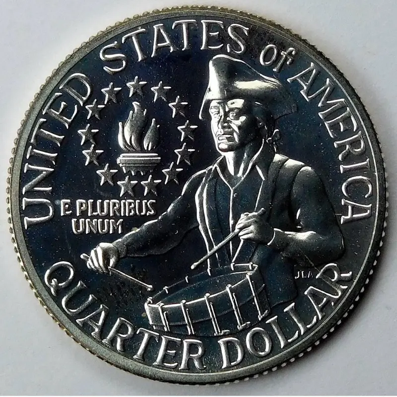 1776-1976 Bicentennial Silver Proof Quarter in Brilliant Uncirculated Condition. San Francisco Mint