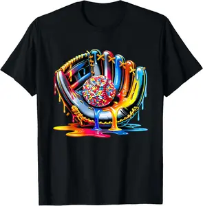 Baseball Drip for Boys Ice Cream Drip Baseball Stuff Lover Youth Boys T-Shirt Cotton Fabric