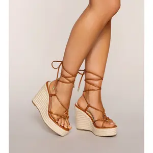 Sunset Stroll Lace-Up Espadrille Wedges
