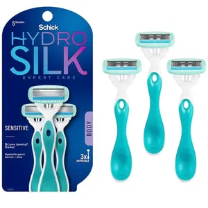 Schick Hydro Silk Sensitive Women's Disposable Razors, 5-Blade, 3ct, for Sensitive Skin - Comfort Hair Removal Body Care Smooth Moisturizing Moisturize