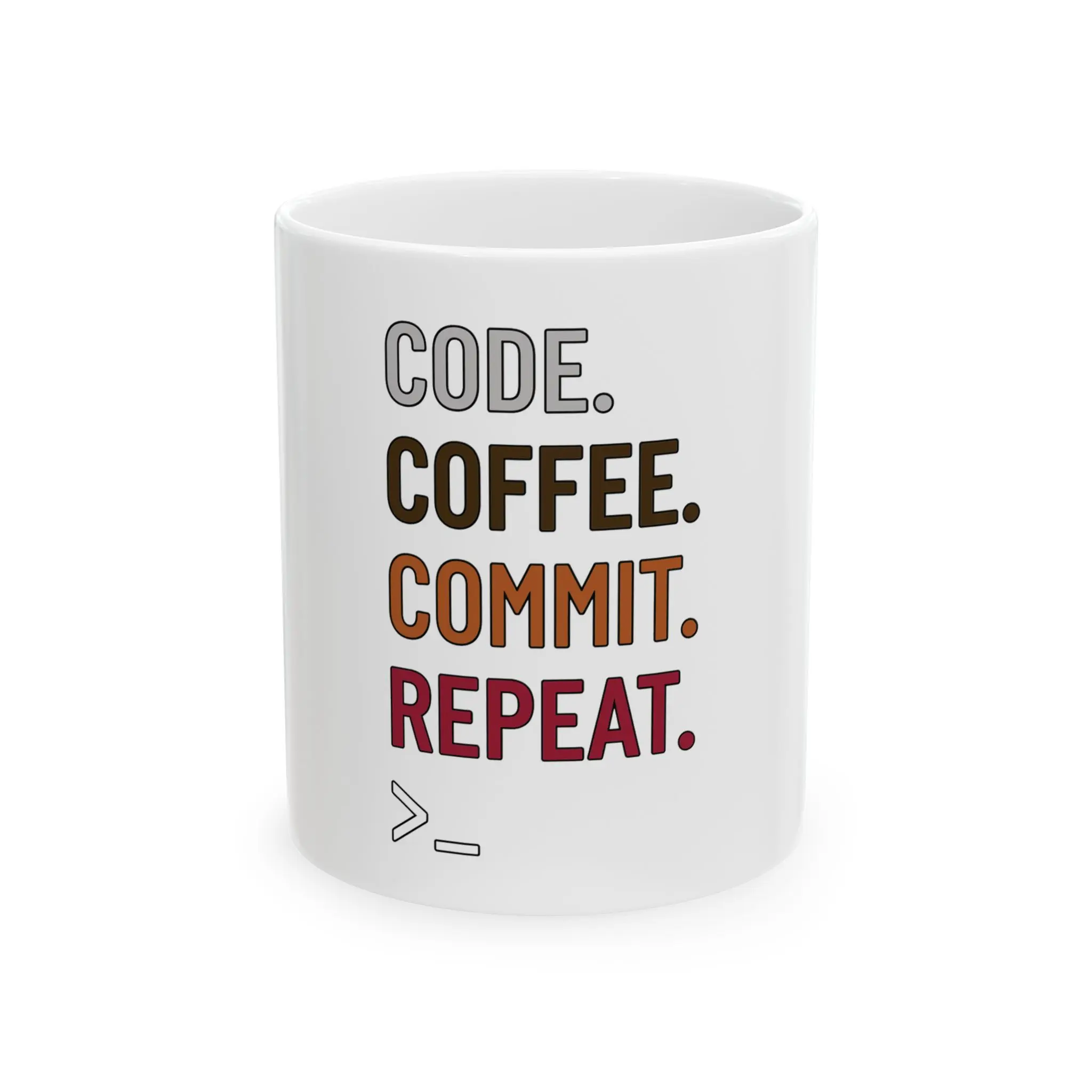 Code. Coffee. Commit. Repeat. Ceramic Programmer Mug (11oz/15oz)