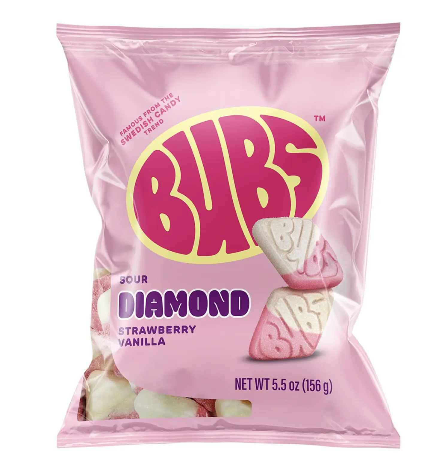 BUBS USA Sour Diamond Strawberry Vanilla BonBon Sweet Sour Candy 5.5 oz Pack for Snacking and Candy Lovers