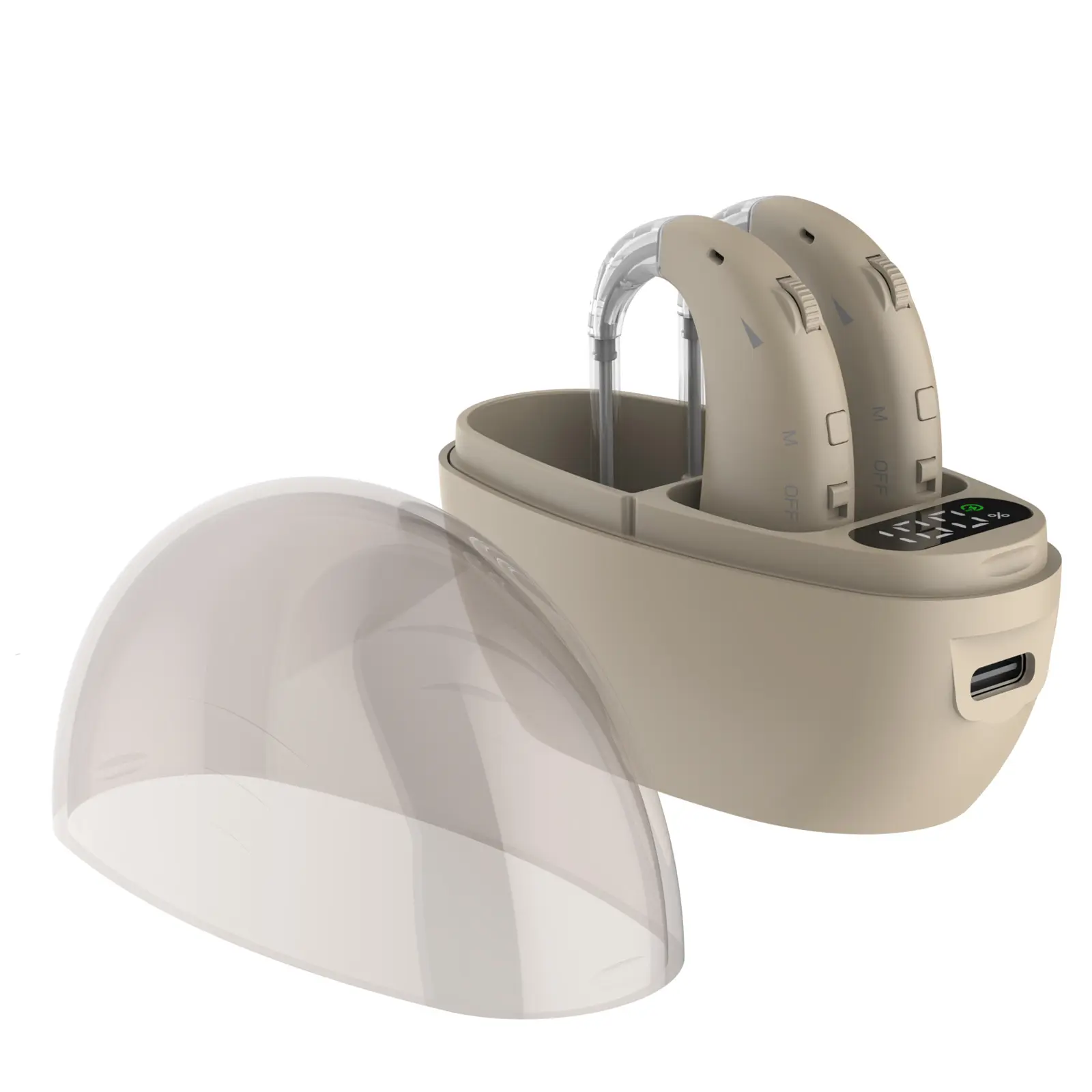 Healthcare Rechargeable Hearing Aids for Seniors with Wireless Magnetic Charging Case, Auto On/Off, Lightweight Comfortable Fit, Battery Level Display, Portable Digital Amplifier