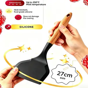Non-Stick Silicone Spatula, Wide Mouth Omelette Turner, Kitchen Cooking Tool, Egg Scrambler, Food Prep Utensil, Essential Cookware Accessory