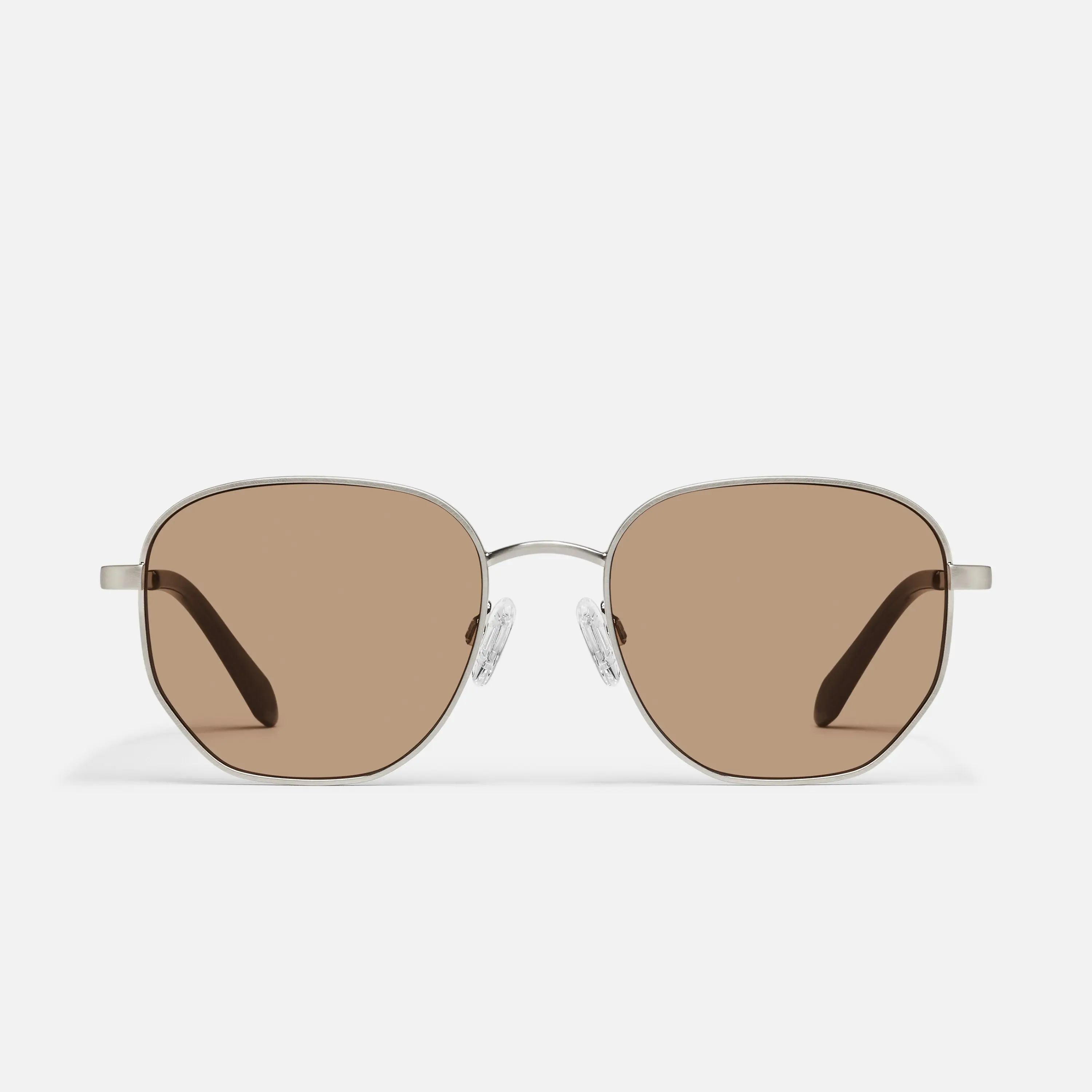 QUAY - BIG TIME Polarized Sunglasses Geometric Metal Frame Round Shape Adjustable Silicone Nose Pads Minimalist Design