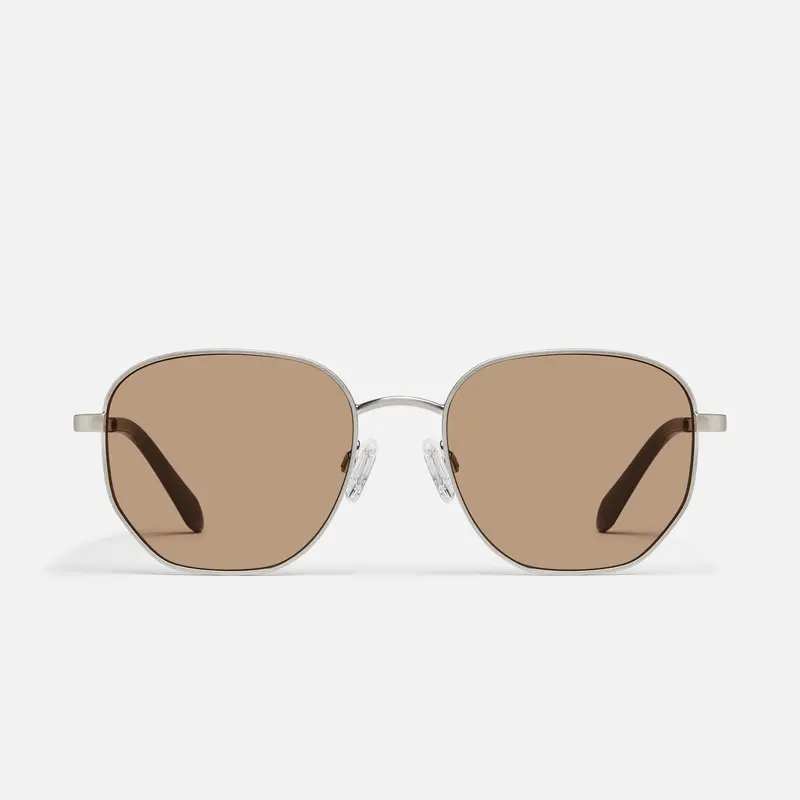 QUAY - BIG TIME Sunglasses Geometric Metal Frame Round Shape Adjustable Silicone Nose Pads Minimalist Design