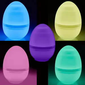 Holiscapes Qty 5 – 11” Tall - Led Lighted Pastel Colored Jumbo Easter Eggs - Battery Operated With Built In Timer