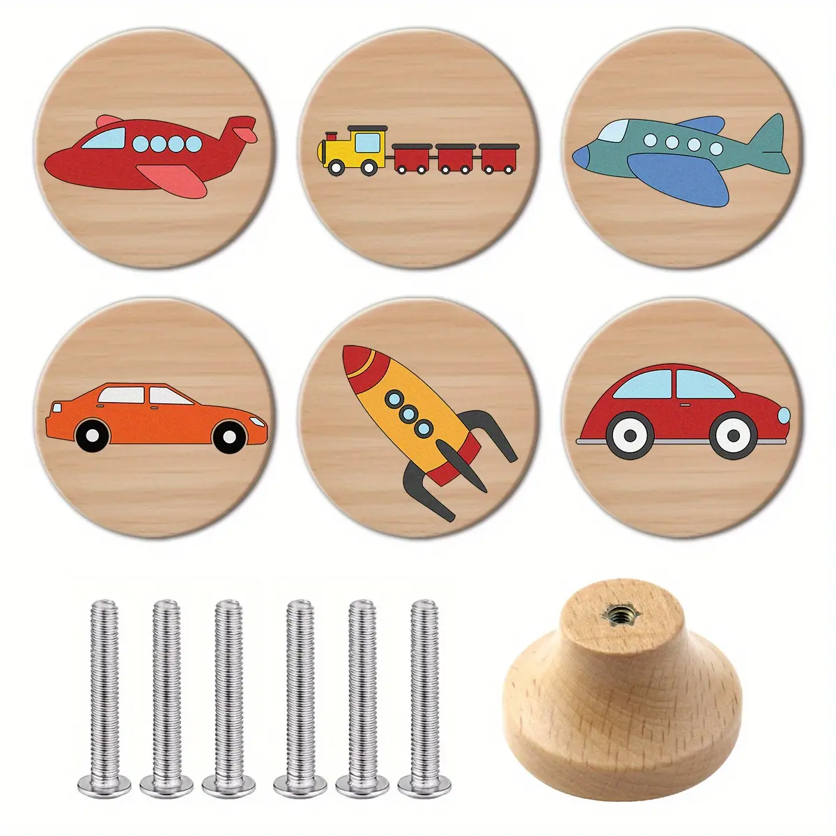 6PCS Art Nouveau Style Pulls, Handcrafted Wooden Drawer Pulls and Kitchen Cabinet Knobs, Dresser Drawer Handles, Polished Surface, Personalized Pattern Design, Decorative Drawer Pulls, Home Decor, Interior Decoration.