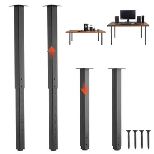 【FathersDayGift】VEVOR Adjustable Table Legs, 24-40 in Square Steel Furniture Legs, 1200 lbs Max Load Heavy Duty, Quick Installation, Ideal for Home Office Desk DIY, Coffee Dinner Bar Tables, Workbenches, 4 PCS, Black