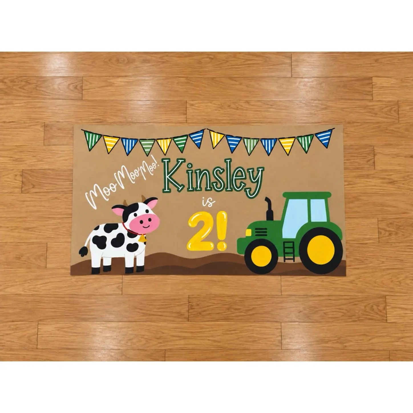 Personalized Farm Birthday Banner, Hand Painted Party Animals Kraft Paper Backdrop