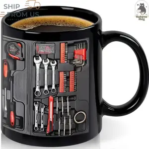 Toolbox Mechanic Mug, Funny Handyman Gift For Men, Auto Repair Coffee Cup 11oz 15oz, Garage Shop Ceramic Drinkware, Unique Tool Design Mug, Durable Cup For Workbench, Made In USA, Father’s Day Birthday Gift Idea