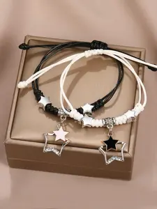 Couple Boho Star Charm Braided String Bracelet, Fashion Adjustable Bracelet for Women & Men, Casual All-match Jewelry As Gift, Simple Classic Fashion Accessories for Daily Wear