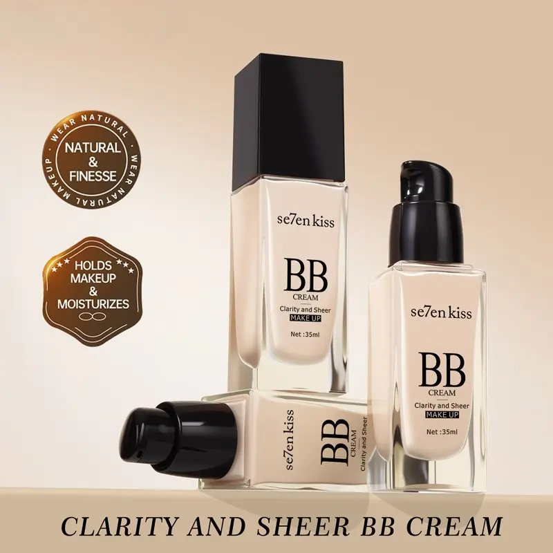 BB Cream, 24HR Long Lasting Waterproof Foundation, Lightweight Semi-Matte Buildable Coverage Makeup, Brightening, Skin Perfecting, Hydrating and Moisturizing Tinted Moisturizer
