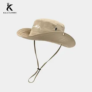 Men's Mountain Peak Print Bucket Hat, Summer Breathable Hiking Hat, Fishing Sun Hat