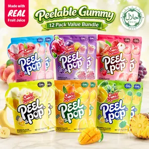 Candy Master Peelable Gummy Candy, 6 Fruity Flavors Sweets (Banana, Lychee, Grape, Peach, Mango, Pineapple), Fun & Sweet Snack,Juicy & Chewy Peel and Pop Halal Candy for Kids & Adults