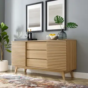 Modway Render 63" Sideboard Buffet Table or TV Stand in Oak