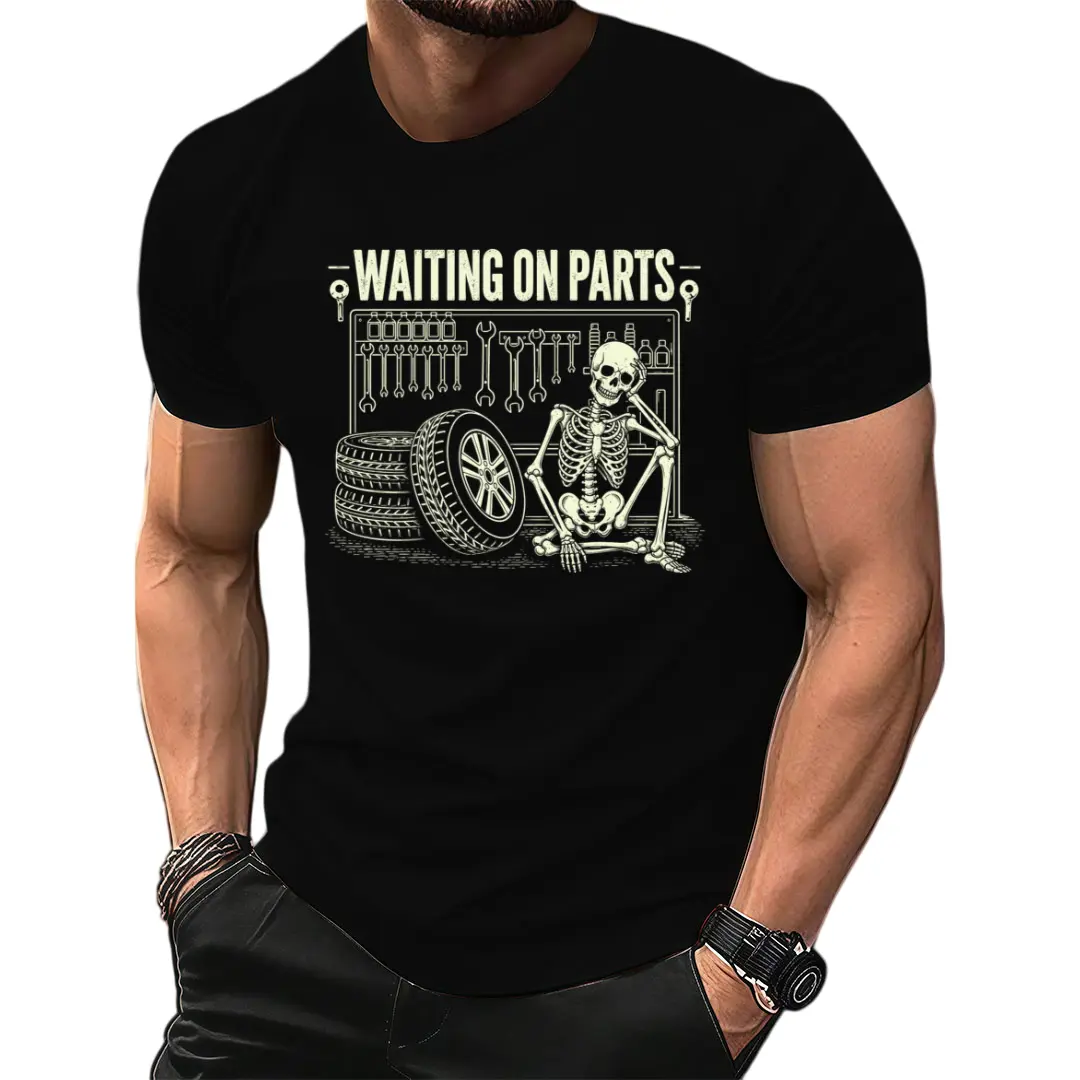 Waiting on Parts Skeleton Car Repair Mechanic Technician T-Shirt