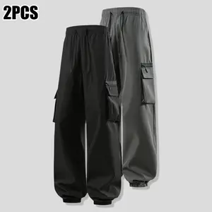 2pcs Men'S Plus Size Heavy-Duty Cargo Pants - Heavy-Duty Work Pants with Multiple Utility Pockets, Non-Stretch Fabric, Straight-Leg Trousers for Construction, Gym, Everyday Carry,Professional & Casual Outfits