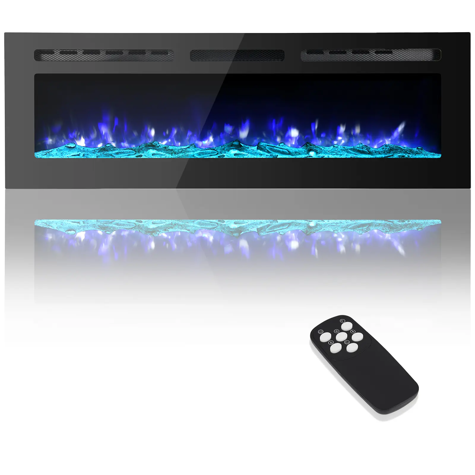 60 inch Electric Fireplace Recessed and Wall Mounted, 1500 W Heater and Linear Fireplace with Touch Screen Control Panel, Remote Control, Adjustable 12 Flame Colors 5 Speed