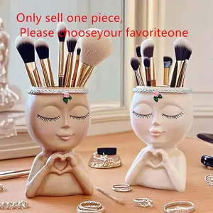 Simple Heart Girl Pen Holder, Student Living Room Office Desk Bookshelf Storage Decorative Ornament, High-End Organizer Display Piece, Pen Cups