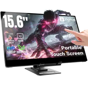 Ingnok 15.6" 10-Point Touchscreen Portable Monitor 1080P FHD Laptop Screen Extender with Adjustable Stand EyeCare DC Dimming USB-C HDMI Gaming Display