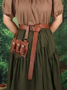 Vintage Viking Belt, Women's Fashionable PU Leather Belt with Bottle, Casual Waistband for Jeans Trousers, Trendy All-match & Exquisite Belt for Birthday Gift