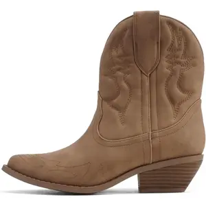 Women Cowgirl Cowboy Western Stitched Ankle Boots Pointed Toe Short Booties Rigging-S Wide Fit Available