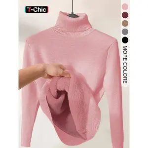 Women’s Plain High-Neck Chunky Sweater, Casual Long-Sleeve Jumper for Autumn & Winter, Fashionable Women’s Knitwear for Everyday Wear