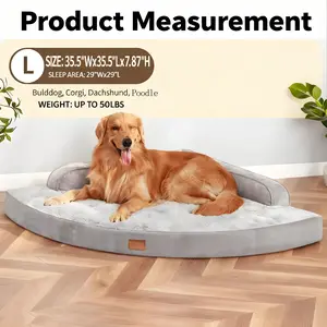 Large Dog Bed - XL Orthopedic Egg-Crate Memory Foam Dog Beds with Removable Washable Cover, Waterproof Pet Beds with Non-Slip Bottom, Grey