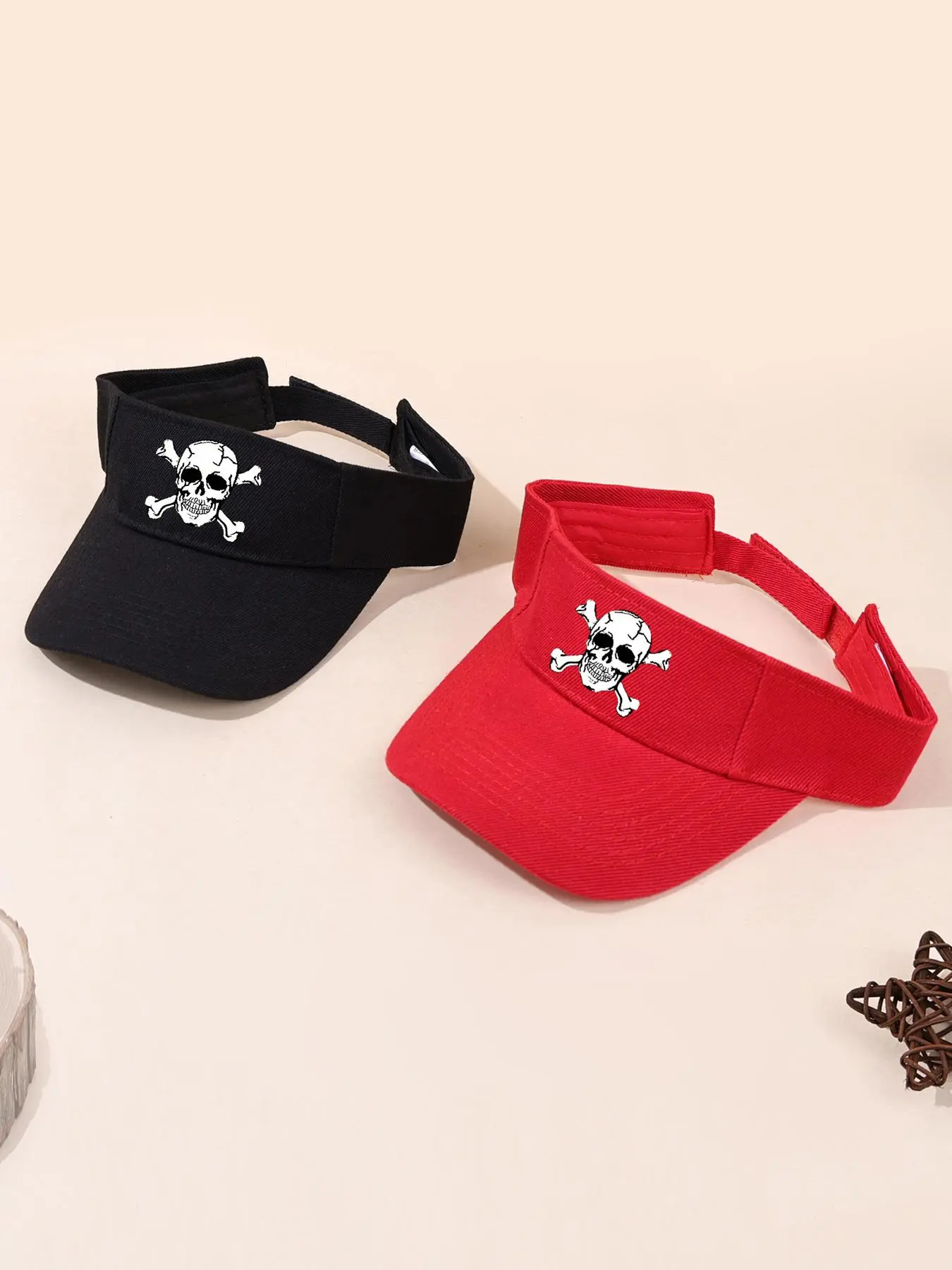 Skull Printing Sports Visor Hat, Sports Outdoor Hats, Adjustable Empty Sun Top Hat Visor Sunscreen Hat for Tennis Baseball Golf Athletic Cycling Running, Fashion Accessories for Women & Men