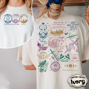 Throne of Glass Acotar Shirt, Fireheart Terrasen Shirt, Crescent City Merch Shirt, Manon Blackbeak Throne of Glass Shirt Cotton Fabric Top Women Lady Tshirt Streetwear Summer Ivory T-Shirt Underwear Unisex Crewneck Comfort Fit Womenswear Casual Check Coll